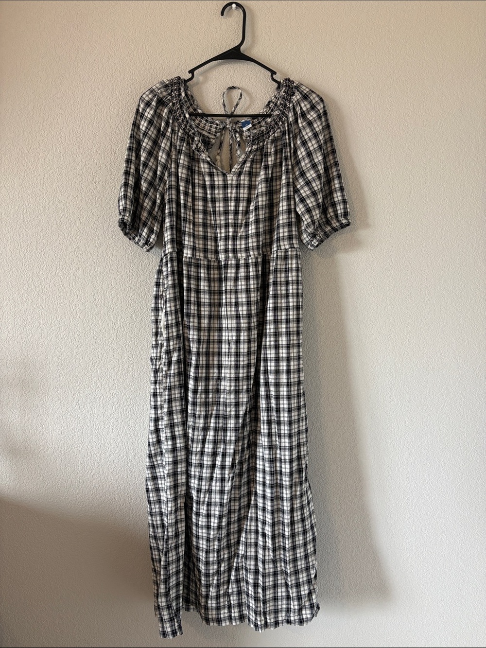 Old Navy Black and White Plaid Maxi Dress